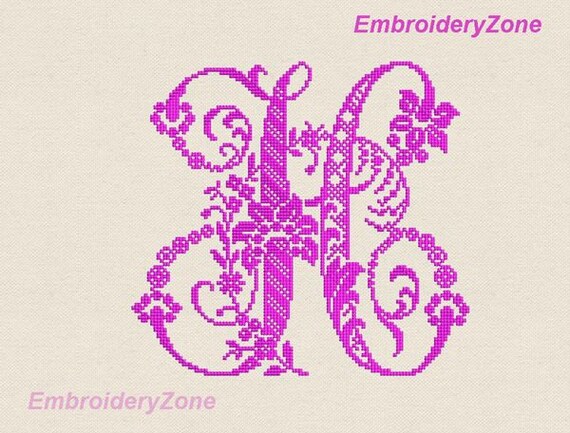 Download Letter H Floral Monogram style of French hand and Classic ...