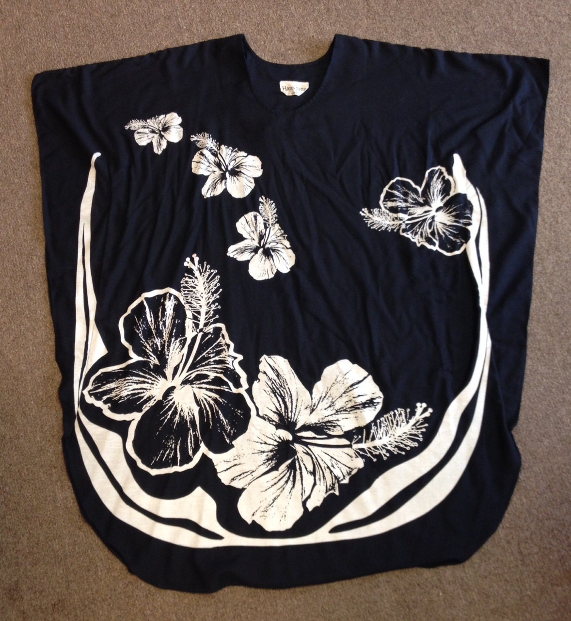 Vintage Aloha Dress Black & White Hawaiian by ShipyardMillies