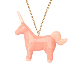 unicorno rosa portafortuna collana