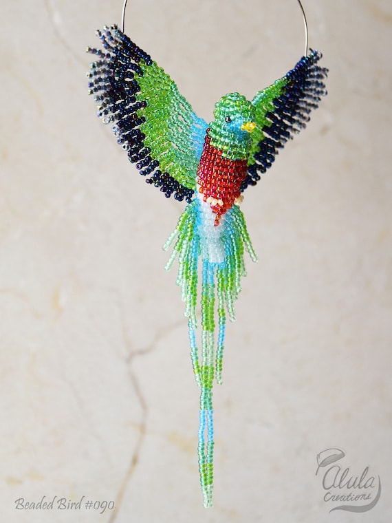 3D Beaded Bird Quetzal Bird Suncatcher Quetzal by AlulaCreations