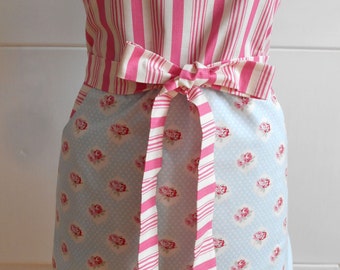 Apron roses. Beautiful Handmade full apron dress for kitchen, Womens Apron