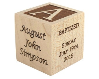 Personalized Baptism Gift, Baby Baptism Block, Baby Baptism Gift, Baby Dedication Gift, Wooden Engraved Baby Block, Unique Baptism Gift