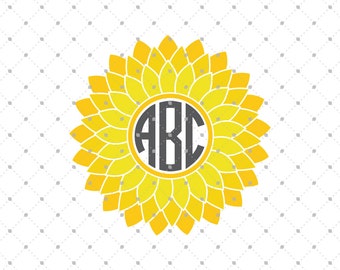Sunflower Monogram Frame SVG Cut Files, Sunflower SVG Cut Files for Cricut, Silhouette and other Vinyl Cutters, svg files