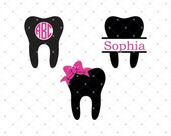 Dentist Tooth SVG Cut Files, Tooth Monogram Frames, cut files for Silhouette, cut files for Cricut, svg files, svg files