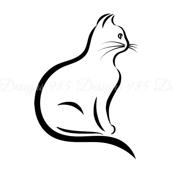 Cat Outline SVG for Cricut and Silhouette Machines by 985Designs