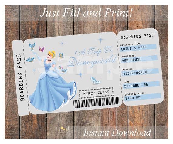 printable ticket to disneyworlddisneyland by kirstenskreation
