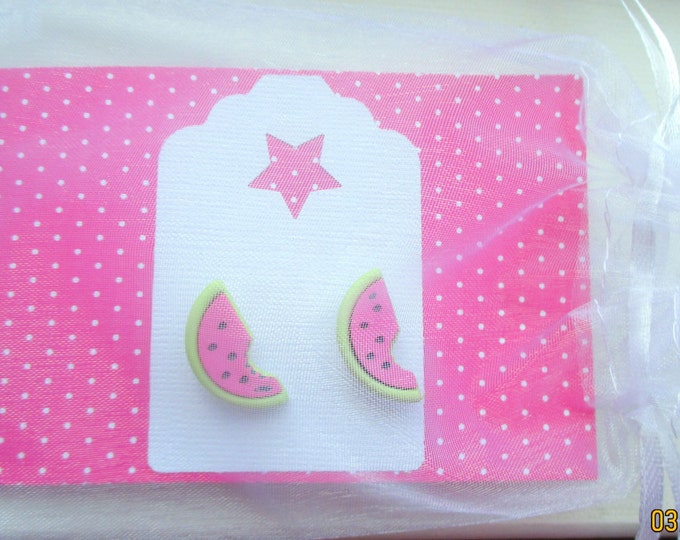 Watermelon earrings-Childrens jewelry-Cute gifts for kids-teen studs-pink fruit studs-tween food earrings-kids party favors-kawaii earrings