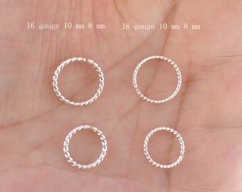 Sterling Silver Nose Ring Hoop Braided.