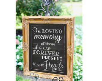 In Loving Memory Wedding Download, Chalk Wedding Print, Memorial Print, In Loving Memory Wedding Sign 8" x 10" INSTANT DOWNLOAD