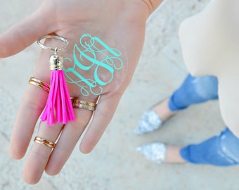 Monogram Keychain with Tassel