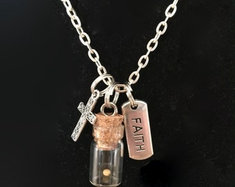 Faith of a Mustard Seed Jewelry, Mustard Seed Necklace, Christian Gifts, Matthew 17:20 Necklace, Christian Necklace, Scripture Jewelry.