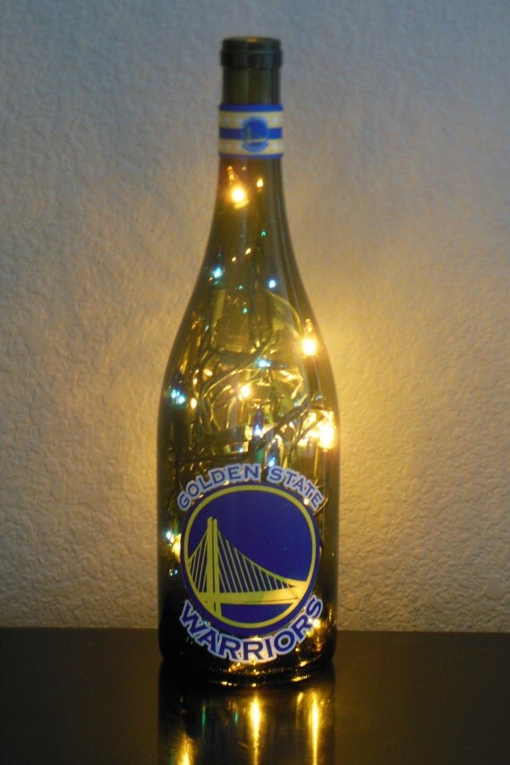 Golden State Warriors Wine Bottle Light Blue and Yellow