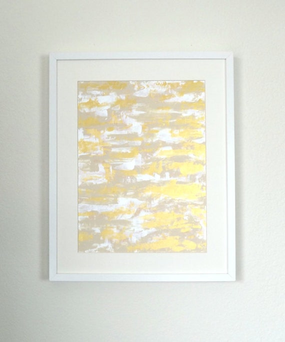 Neutral Gold Abstract Painting Framed Wall Art Gold