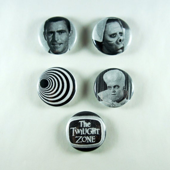 The Twilight Zone 1 pin back button set of 5 by AtomicCityButtons