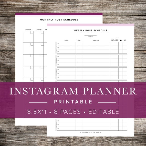 Instagram Social Media Planner INSTANT DOWNLOAD Printable