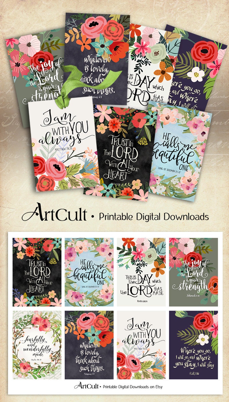Printable download BIBLE VERSES TAGS No.7 Scripture Art