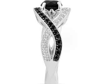 Bague Homme Diamant Noir 5+ Carats - Acier Inoxydable Et Cuivre - Taille 10 - Neuf