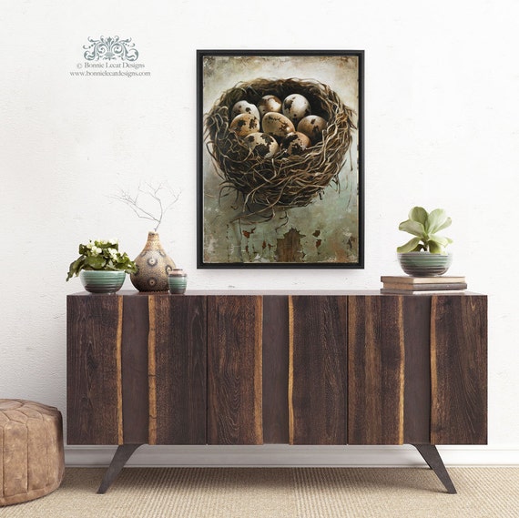 Bird Nest Wall Decor Large Canvas Nest Print Birds Nest Art