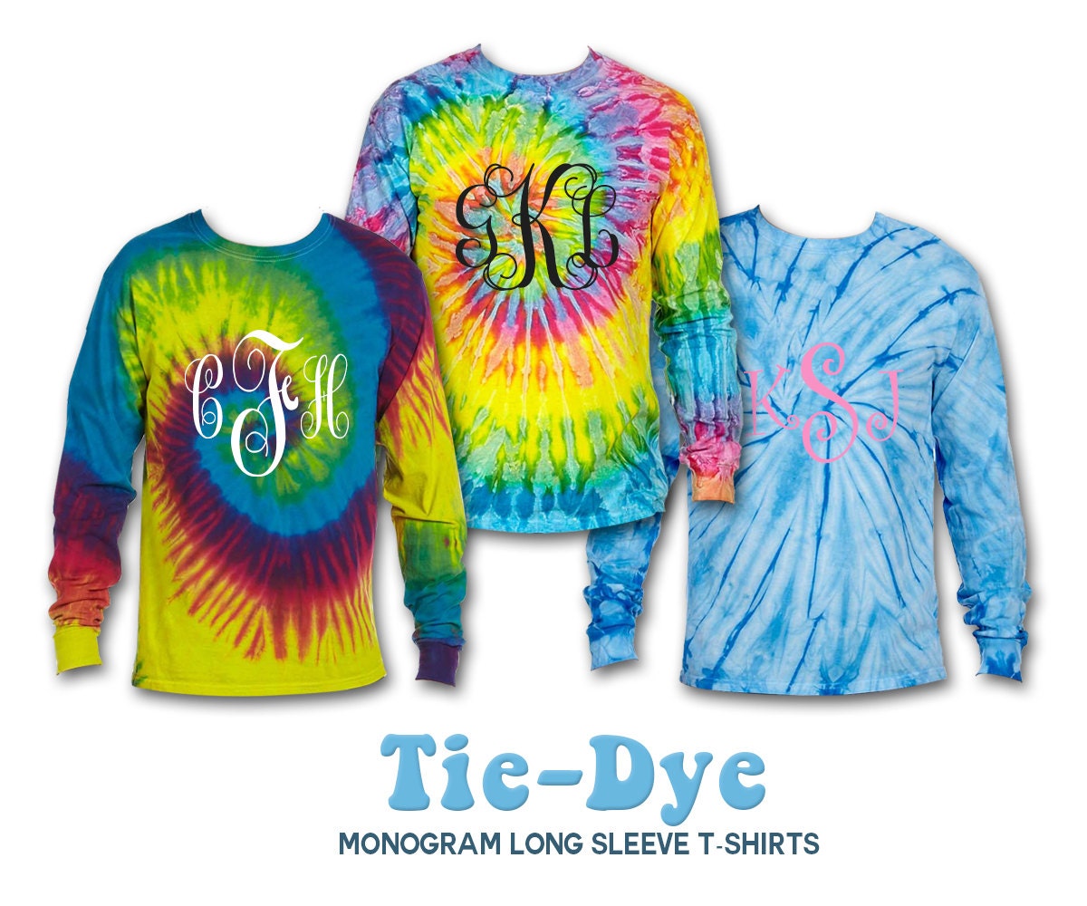 NEW Tye Dye Long Sleeve TShirt Tie Dye Long by KNKMonograms