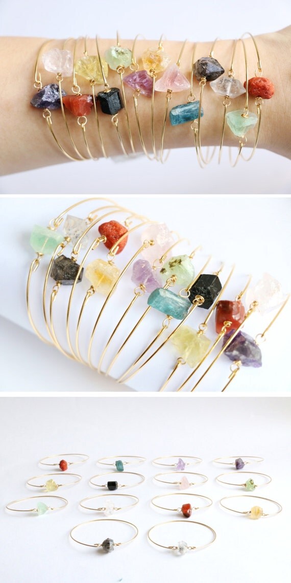 Raw crystal bracelet Stone bracelet Quartz bracelet Gemstone