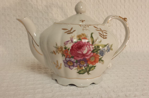 Musical Teapot Vintage Porcelain Tea for Two Cute Floral