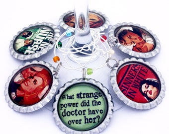 Retro nurse party favors nurse wine charms gift for nurse gift vintage medical pulp.