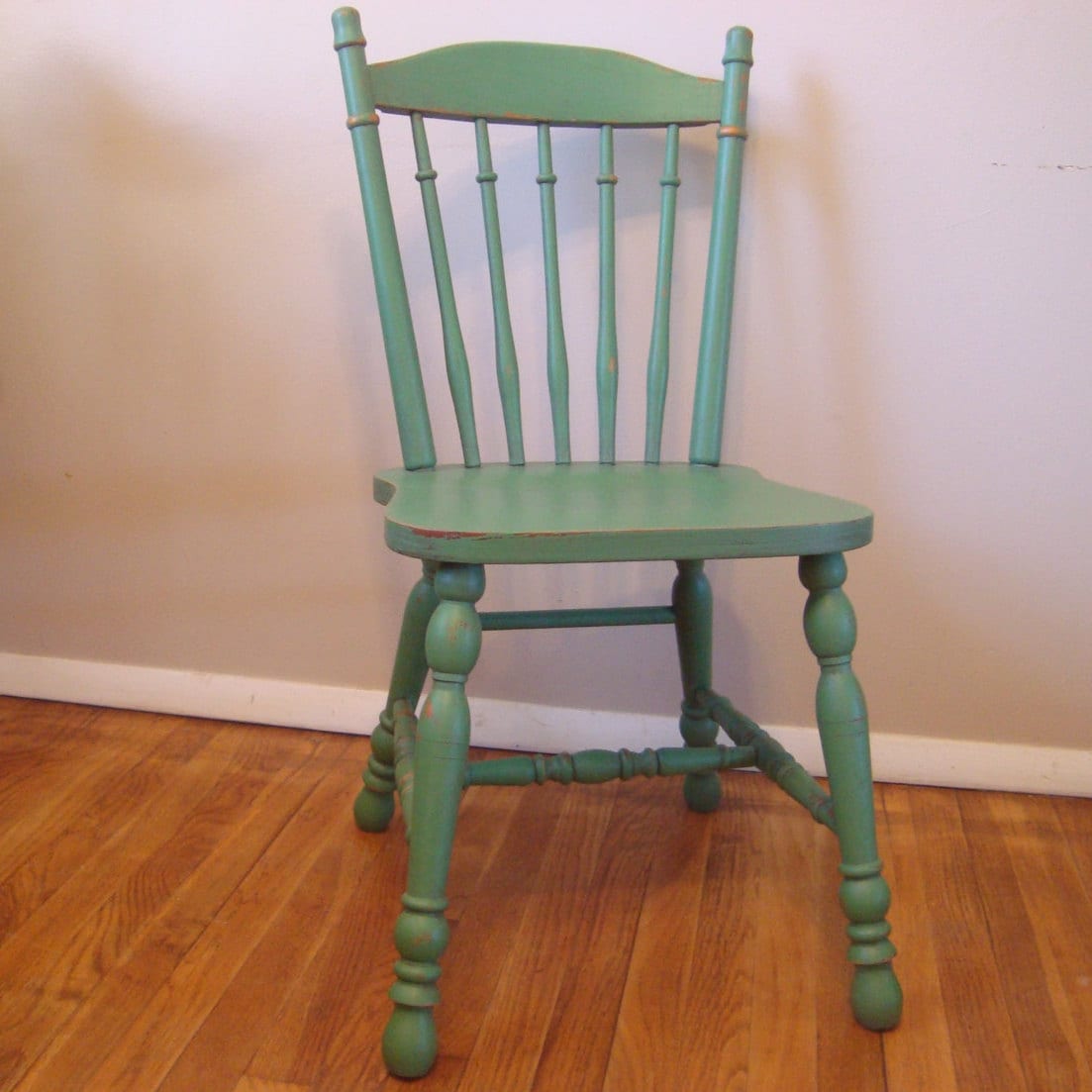 Custom Painted Distressed Wood Farm Chair Vintage Farmhouse