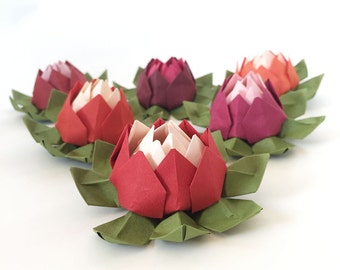 red origami lotus flower