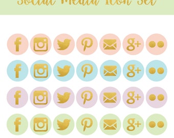 Blog Graphics - Social Media Icons - Colorful - Pink Social Media Icon - Blue & Green Social Media Icon - Purple Social Media Icon -