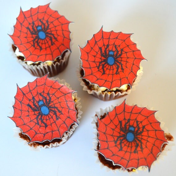 Edible Superhero Spider s x60 Red Blue Spiderweb Super Hero Wafer