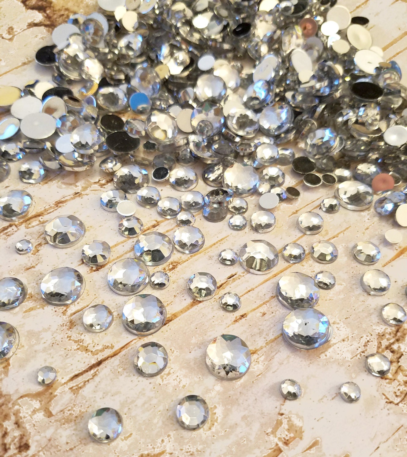 ON SALE Flatback Rhinestones Assorted Sizes Clear Acrylic