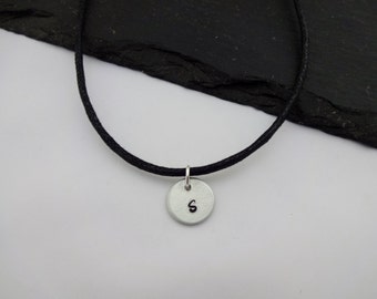 Initial Choker Necklace, Letter Necklace, Initial Jewellery, Initial Gift, Choker Necklace, Hand Stamped Necklace, Personalised Gift