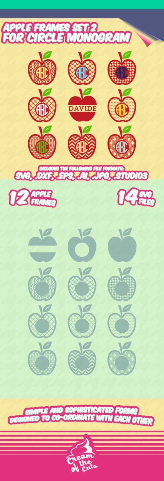 Download Apple svg .studio3 Cut Files Teacher svg Patterned screen