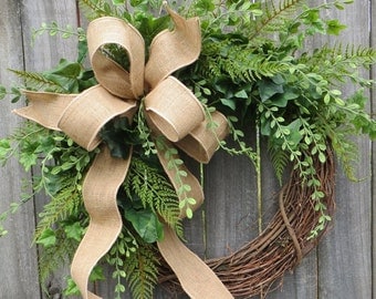 Greenery Wreath - Wreath Great for All Year Round - Everyday Burlap Wreath, Door Wreath, Front Door Wreath