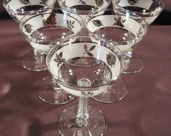 Set of 6 Libbey 5-ounce Silver Foliage Stemware