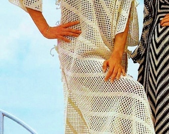 Mesh Beach Caftan Vintage Crochet Pattern Download