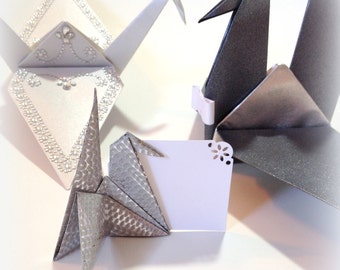 Origami Crane Wedding Place Card Holders, Escort Cards, Origami Place Cards, Origami Cranes, Table Place Card Holders, Wedding Decorations