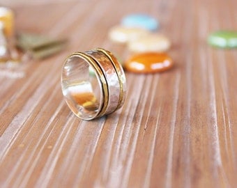 Sterling Silver Spinner Ring,wide band ring,wide band spinner ring,spinning,fidget ring,worry ring,vintage style ring,knuckle