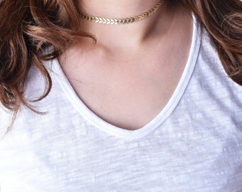 gold choker necklace,gold chevron choker,silver chevron choker,fish bone choker,chevron tattoo choker,chain choker,boho choker,boho jewelry