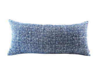 vintage blue indigo batik lumbar pillow bohemian rectangle pillow boho linen decorative pillow - Decorative Lumbar Pillows vintage blue indigo batik lumbar pillow bohemian rectangle pillow boho linen decorative pillow - Decorative Lumbar Pillows