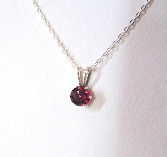 Rhodolite Garnet Gemstone Pendant Necklace by SendingLoveGallery