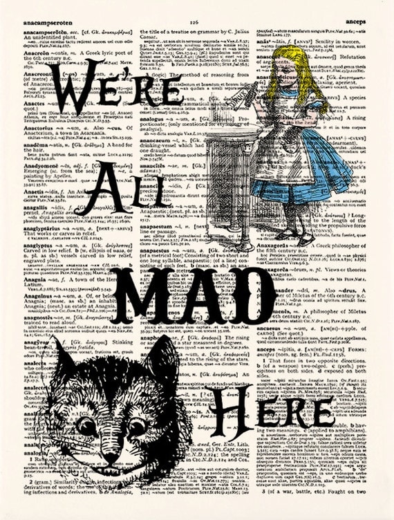 Alice in Wonderland We're All Mad Here Nursery Art