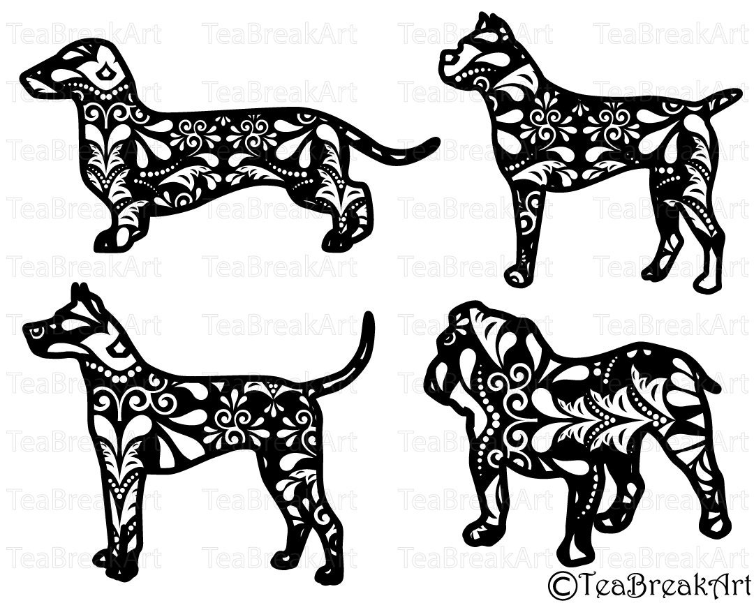 Download Dogs Zentangle swirl pattern Cutting Files SVG PNG EPS ClipArt