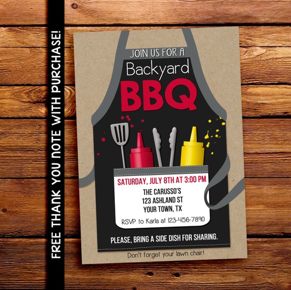 Backyard BBQ Invitation Backyard Party Invitation