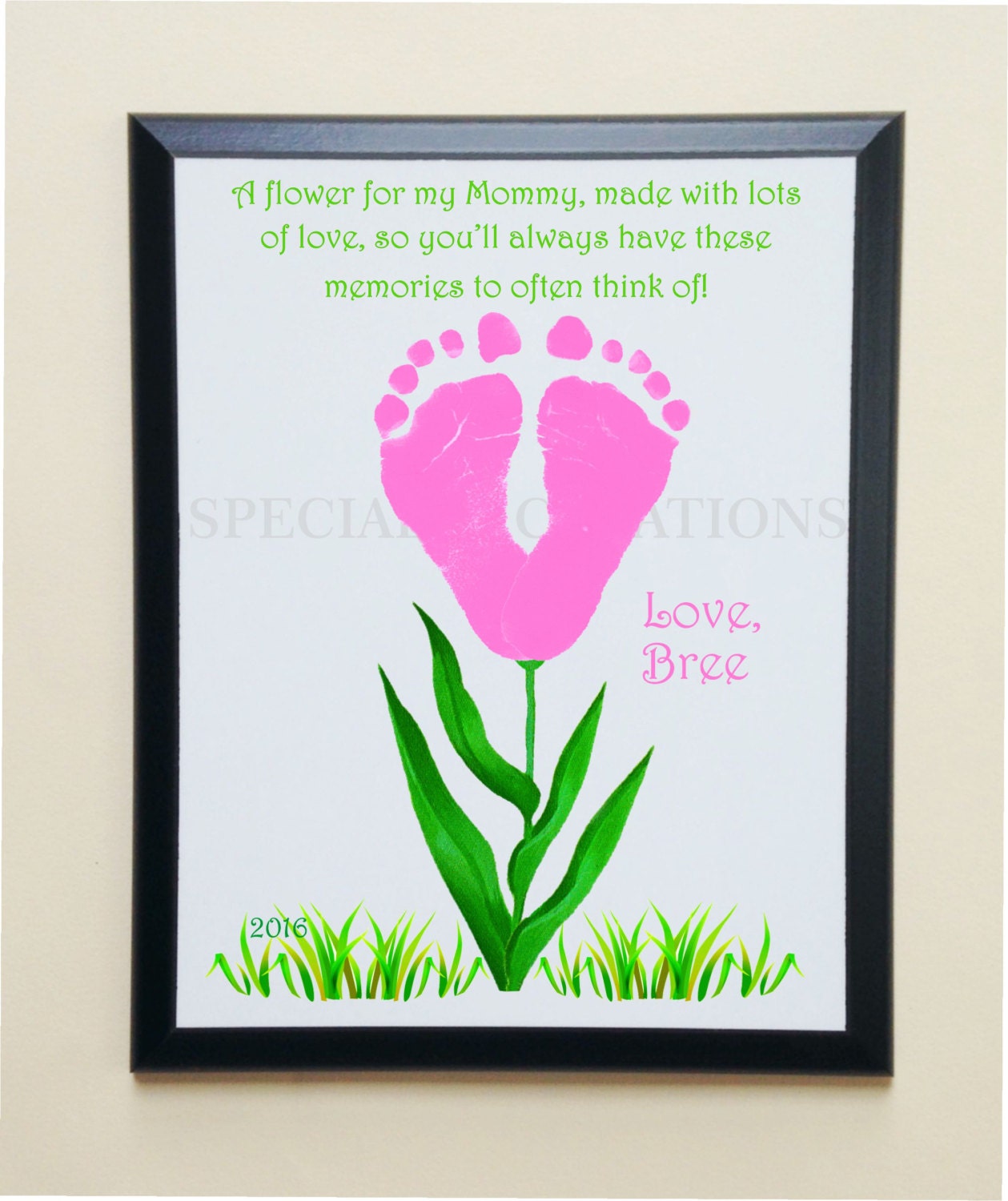 Baby Footprints FLOWER Wall Plaque Footprint Art Keepsake