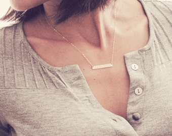 Name Bar Necklace / Personalized Silver Bar Necklace / Monogram Bar Necklace / Stick Necklace / Name Plate Gold, Rose Gold / Gift for mom