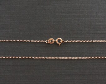 Rose Gold Chain, Gold Plated,Jewelry Chain, Cable Chain, Finished Chain, Dainty Chain, Tiny Necklace, 18 inch, 1.3mm, Fast Shipping from USA
