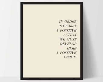 Instant Download, In Order to Carry Positive Action, Art Print, Quote, Inspirational Print Decor, Digital Art Print, Office, 12x16, Yellow