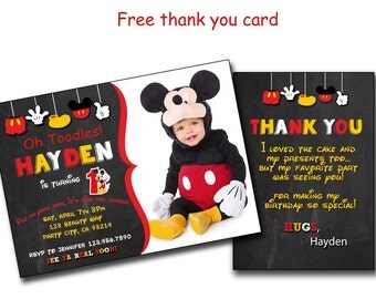 Mickey invitation,Mickey Mouse Birthday Invitation, Invite. Mickey chalkboard Invites. DIY Cards Prints, Disney, Disney's Print