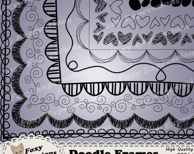Doodle Frames digital clip art is a fun way to bring a hand drawn touch to your project by adding hearts, dots, zigzag, swirls, stripes, etc